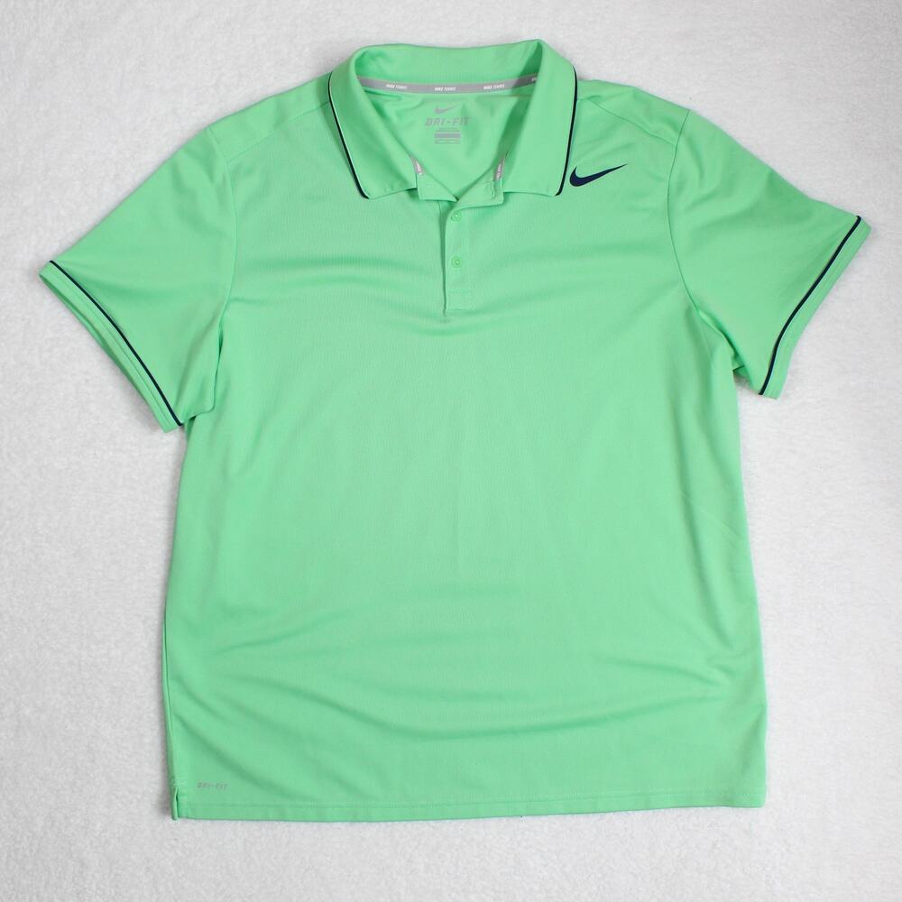 Nike Tennis Polo Shirt Mens XXL Green Athletic Golf Pickleball Outdoor Dri Fit